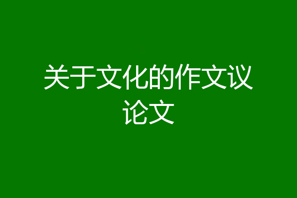 关于文化的作文议论文