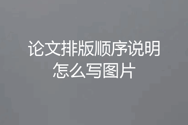 论文排版顺序说明怎么写图片