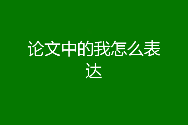 论文中的我怎么表达