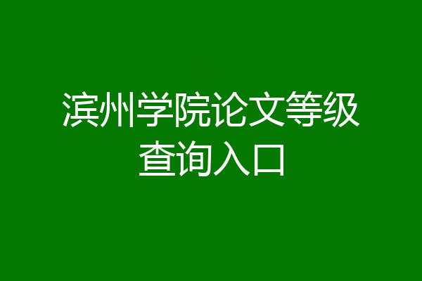 滨州学院论文等级查询入口