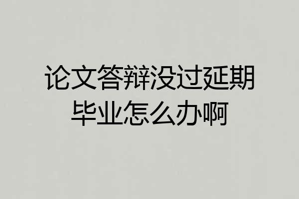 论文答辩没过延期毕业怎么办啊