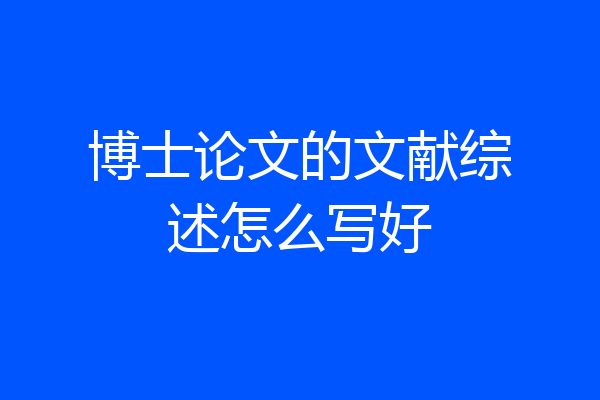博士论文的文献综述怎么写好