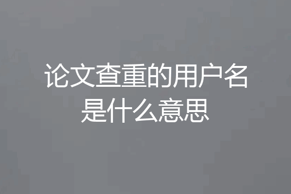 论文查重的用户名是什么意思