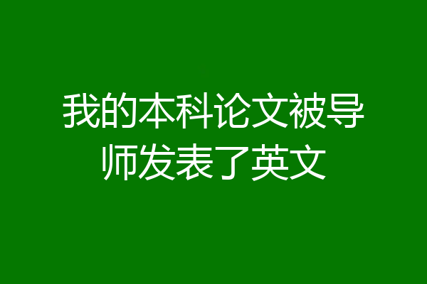我的本科论文被导师发表了英文