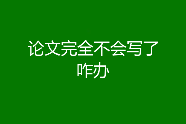 论文完全不会写了咋办