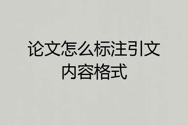 论文怎么标注引文内容格式
