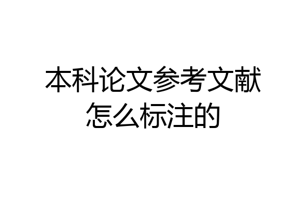 本科论文参考文献怎么标注的