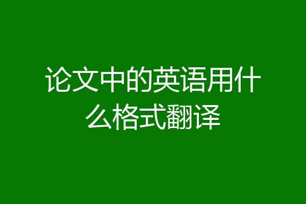 论文中的英语用什么格式翻译