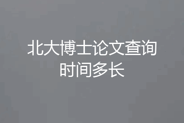 北大博士论文查询时间多长
