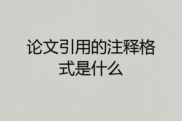 论文引用的注释格式是什么