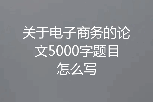 关于电子商务的论文5000字题目怎么写