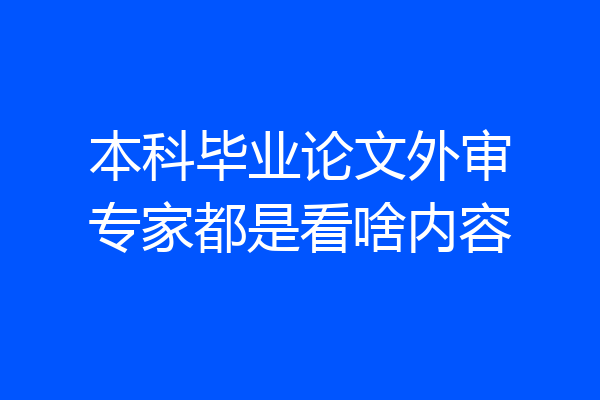本科毕业论文外审专家都是看啥内容