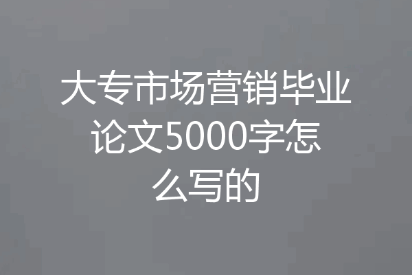 大专市场营销毕业论文5000字怎么写的