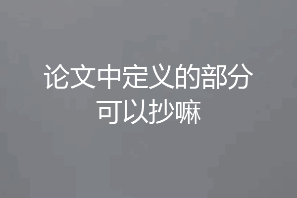 论文中定义的部分可以抄嘛