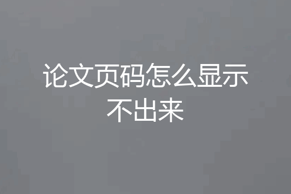 论文页码怎么显示不出来