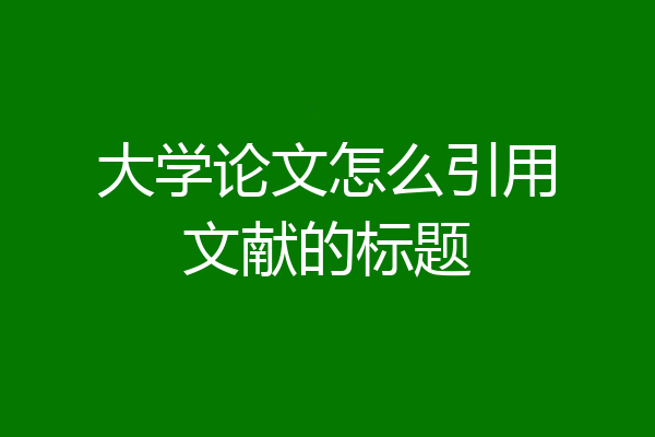 大学论文怎么引用文献的标题