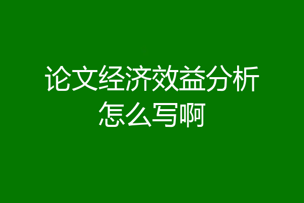 论文经济效益分析怎么写啊