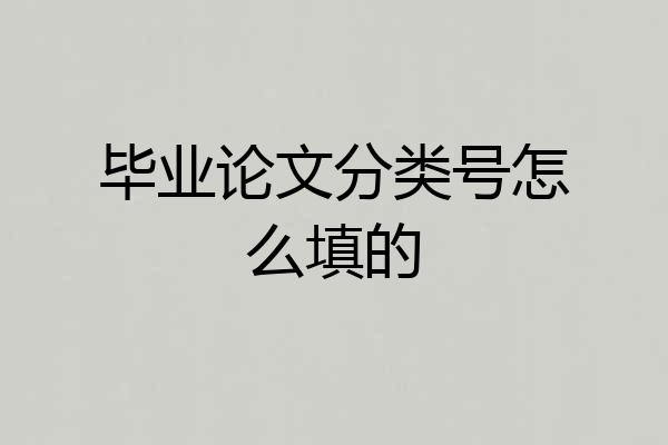 毕业论文分类号怎么填的