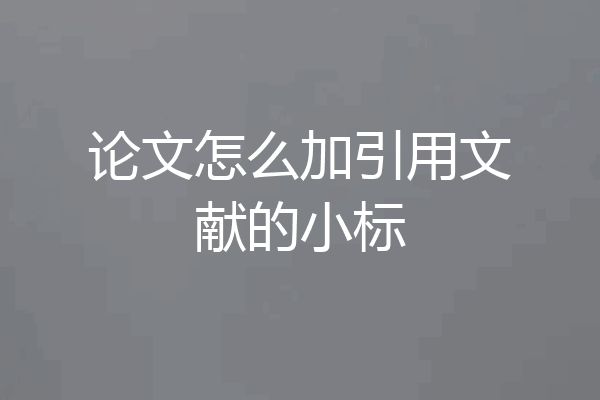 论文怎么加引用文献的小标