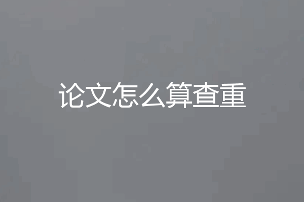 论文怎么算查重