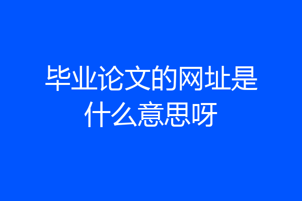 毕业论文的网址是什么意思呀