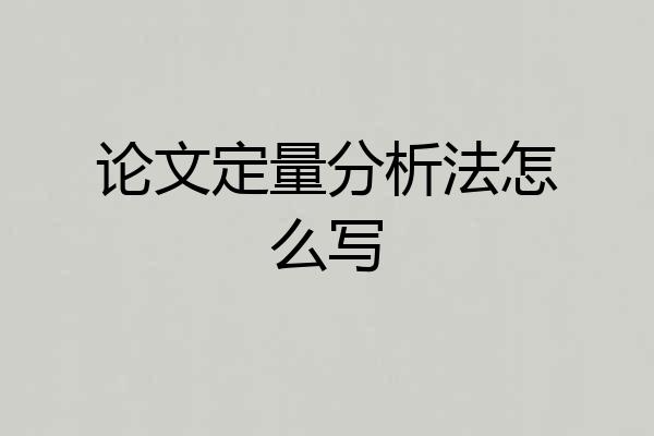 论文定量分析法怎么写