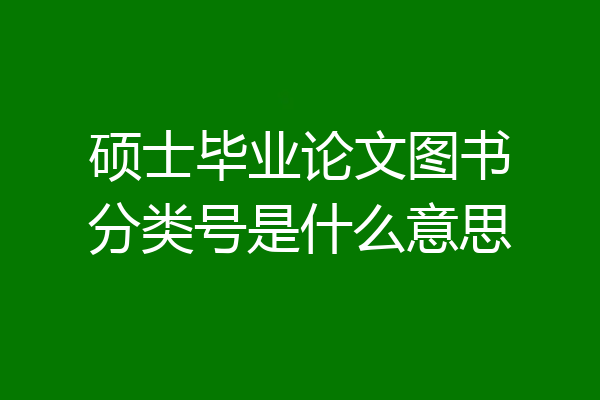 硕士毕业论文图书分类号是什么意思