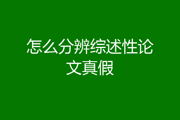 怎么分辨综述性论文真假