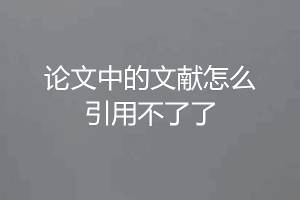 论文中的文献怎么引用不了了