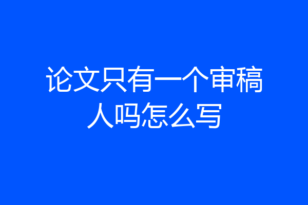 论文只有一个审稿人吗怎么写