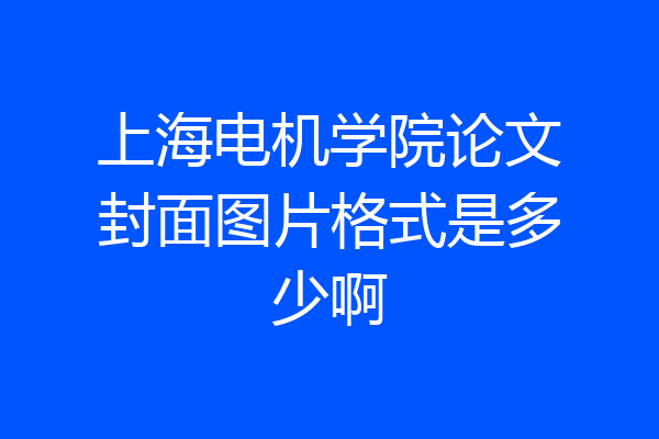 上海电机学院论文封面图片格式是多少啊