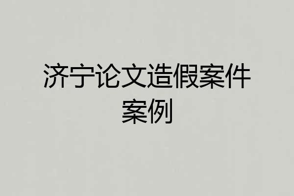 济宁论文造假案件案例