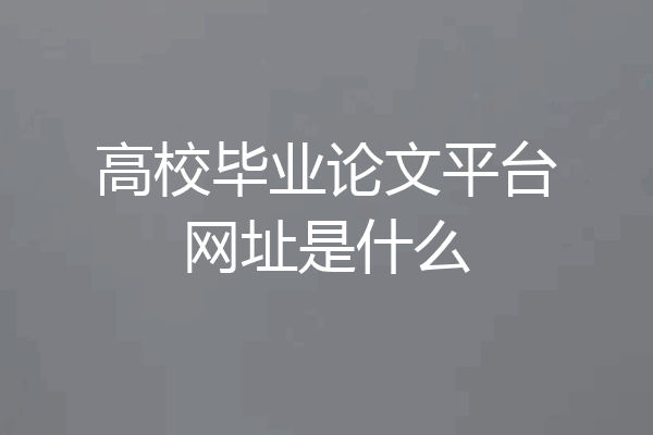 高校毕业论文平台网址是什么