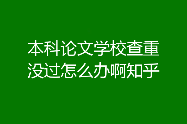 本科论文学校查重没过怎么办啊知乎