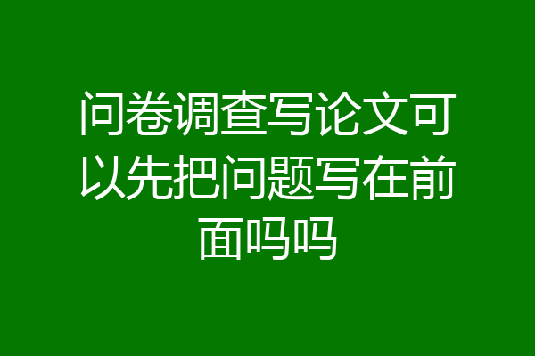 问卷调查写论文可以先把问题写在前面吗吗