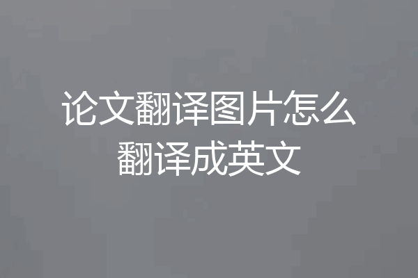 论文翻译图片怎么翻译成英文