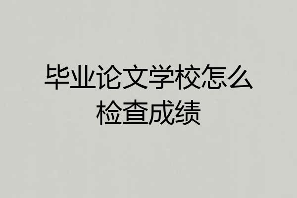 毕业论文学校怎么检查成绩