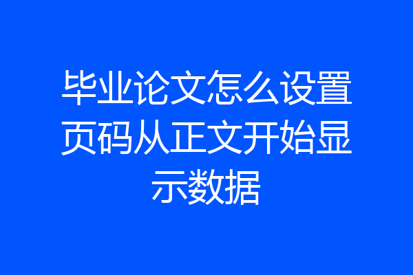 毕业论文怎么设置页码从正文开始显示数据