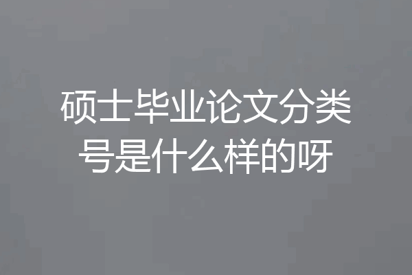 硕士毕业论文分类号是什么样的呀