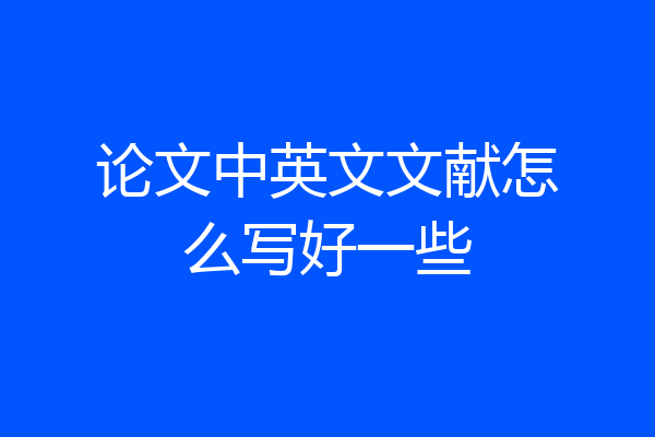 论文中英文文献怎么写好一些