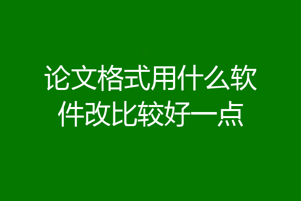 论文格式用什么软件改比较好一点