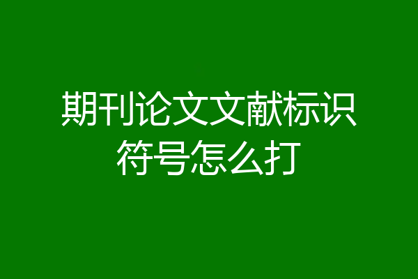 期刊论文文献标识符号怎么打