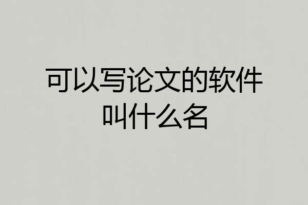 可以写论文的软件叫什么名