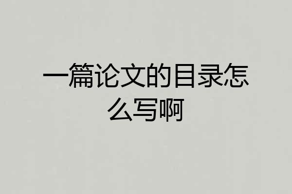 一篇论文的目录怎么写啊