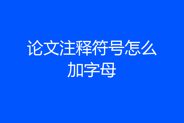 论文注释符号怎么加字母