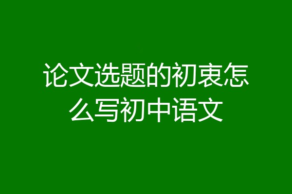 论文选题的初衷怎么写初中语文