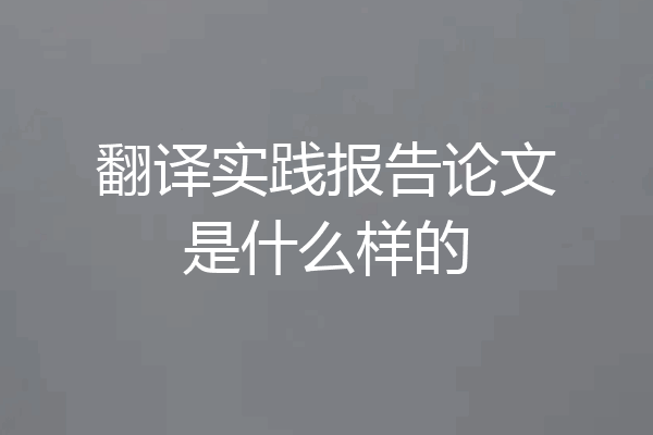 翻译实践报告论文是什么样的