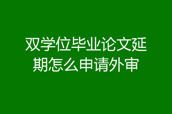双学位毕业论文延期怎么申请外审