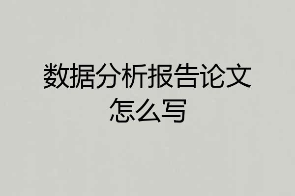 数据分析报告论文怎么写