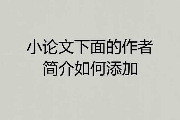 小论文下面的作者简介如何添加